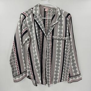Victoria's Secret pajama silky top medium short black pattern
